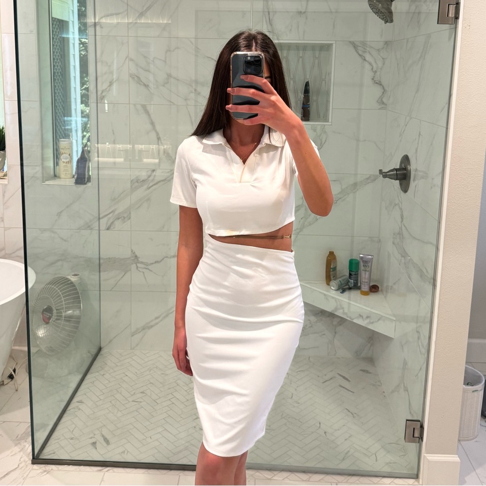 Jacquemus Nike white cutt out jearsy dress